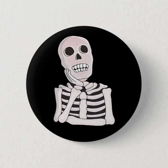 Badge Rond 5 Cm Crâne réfléchi (Devant)