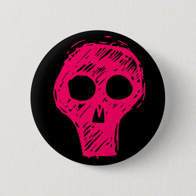 Badge Rond 5 Cm Crâne rose (Devant)