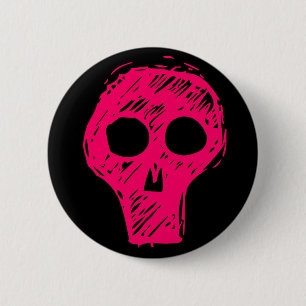 Badge Rond 5 Cm Crâne rose