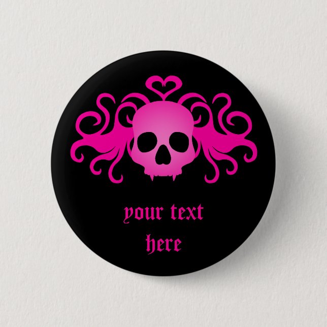 Badge Rond 5 Cm Crâne rose (Devant)