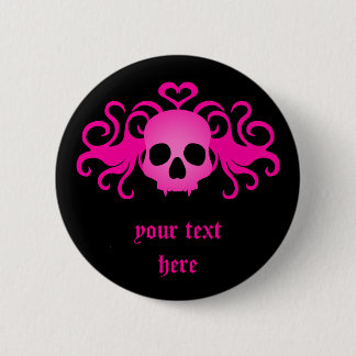Badge Rond 5 Cm Crâne rose