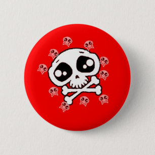 Badge Rond 5 Cm Crâne rouge