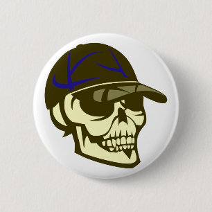 Badge Rond 5 Cm Crâne Tête morte Capuchon skull cap