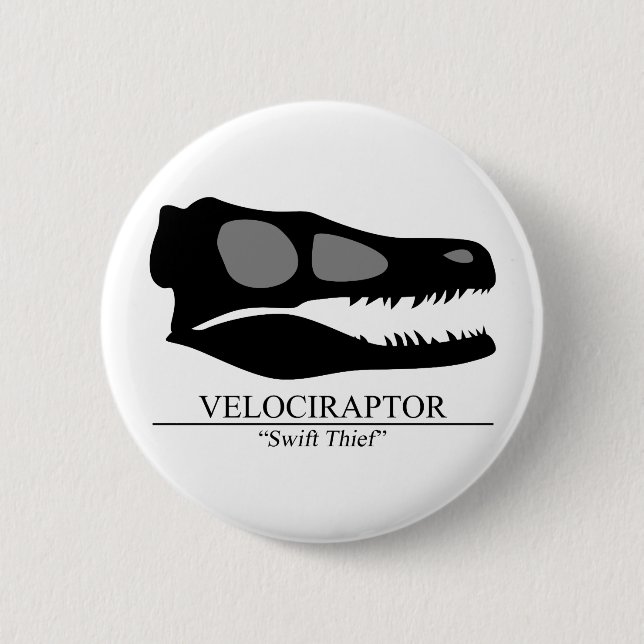 Badge Rond 5 Cm Crâne Velociraptor (Devant)