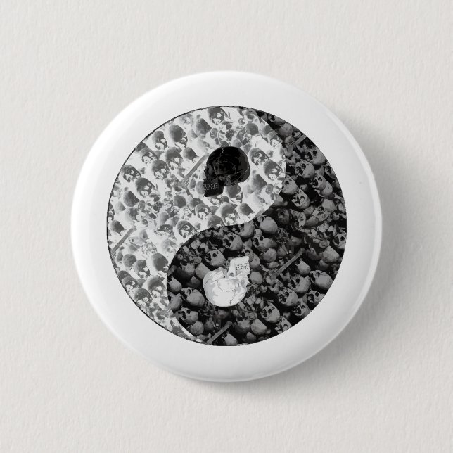 Badge Rond 5 Cm Crâne Yin Yang (Devant)