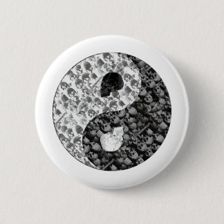 Badge Rond 5 Cm Crâne Yin Yang