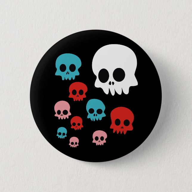 Badge Rond 5 Cm Crânes colorés (Devant)