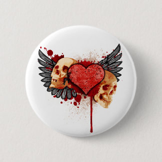 Badge Rond 5 Cm Crânes d'Anti-Valentine avec le bouton d'ailes