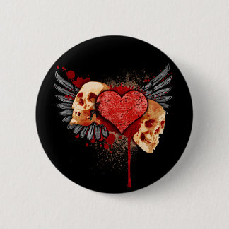 Badge Rond 5 Cm Crânes d'Anti-Valentine avec le bouton d'ailes
