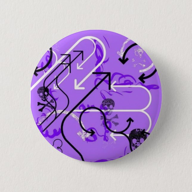 Badge Rond 5 Cm Crânes et flèches (Devant)