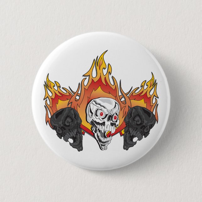 Badge Rond 5 Cm Crânes flamboyants (Devant)