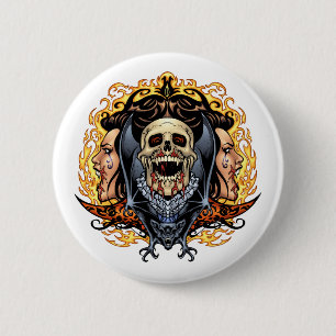 Badge Rond 5 Cm Crânes, vampires et chauves-souris