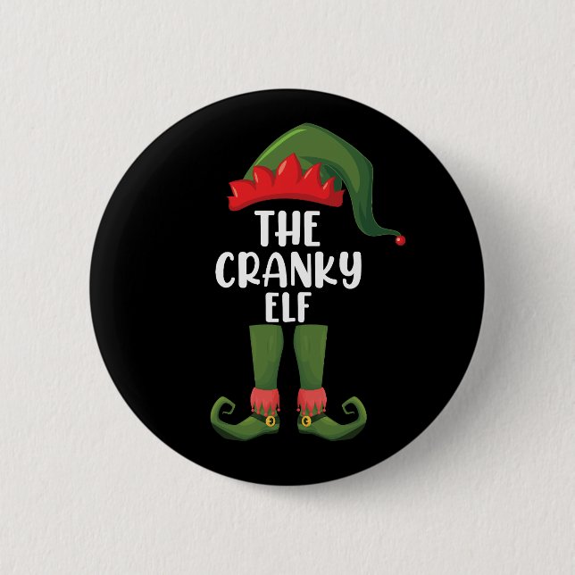 Badge Rond 5 Cm Cranky Elf Family Matching Group Noël (Devant)
