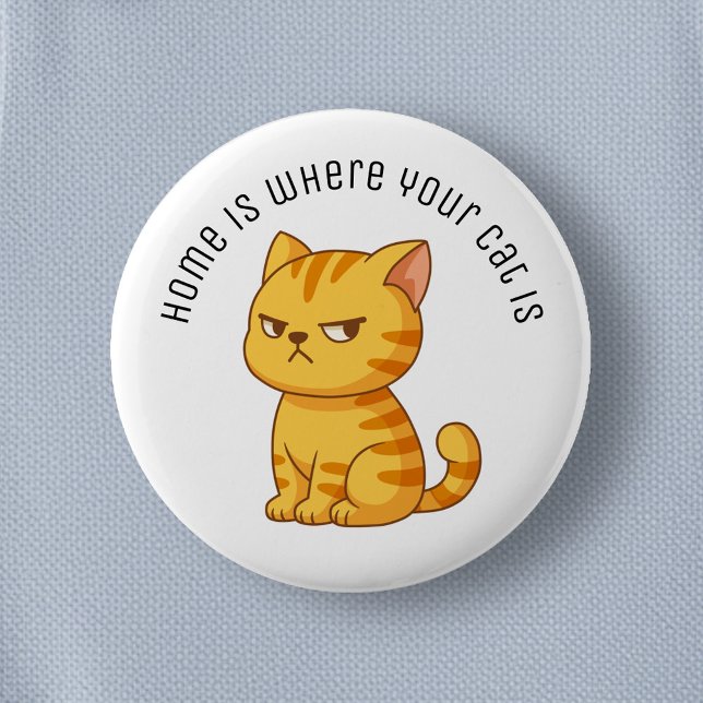 Badge Rond 5 Cm Cranky Orange Tabby Cat Custom Text (Créateur téléchargé)