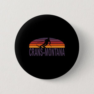 Badge Rond 5 Cm Crans-montana Swiss Alpes Suisse Ski Snowboard