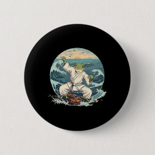 Badge Rond 5 Cm Crapaud de karaté Taekwondo Plage Coucher de solei