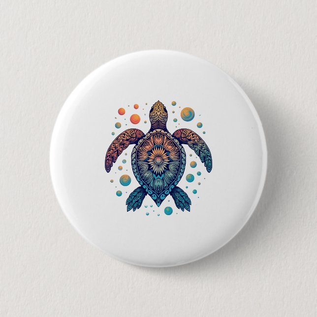Badge Rond 5 Cm Cravate Hawaiian Sea Turtle-Dye Hawaii Vacances Pl (Devant)