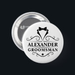 Badge Rond 5 Cm Cravate noire Groomsman<br><div class="desc">Bouton mariage Groomsman Cravate noire</div>