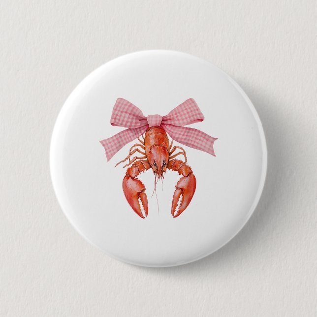 Badge Rond 5 Cm Crawfish Coquette Crawfish Bow Crawfish Boil Lobst (Devant)