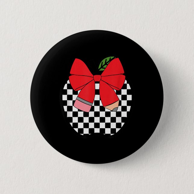 Badge Rond 5 Cm Crayon à carreaux de course pour enseignant de ret (Devant)