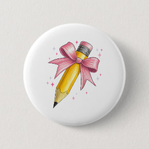 Badge Rond 5 Cm Crayon à ruban coquet Enseignant Élève Premier jou