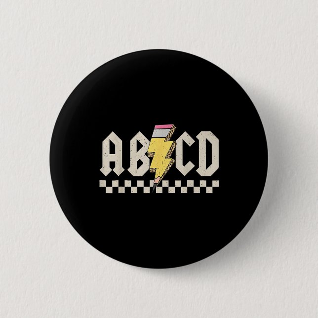Badge Rond 5 Cm Crayon Abcd Éclair Enseignant Rentrée Scolaire  (Devant)