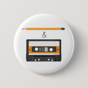 Badge Rond 5 Cm Crayon & Cassette Compact