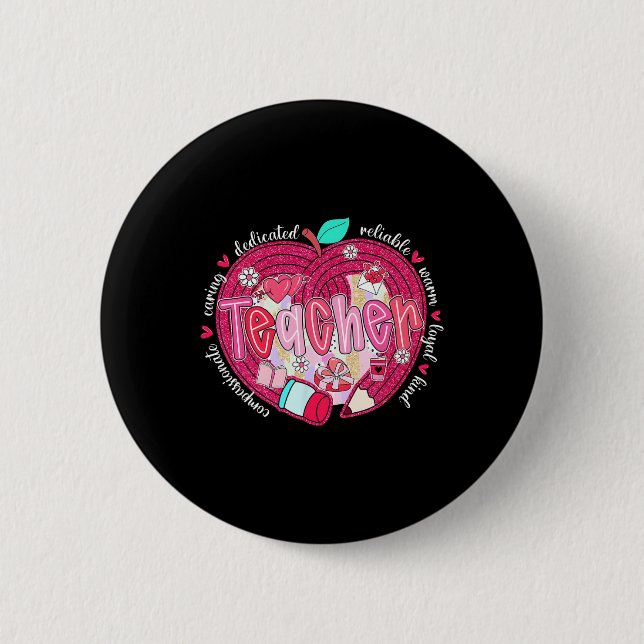 Badge Rond 5 Cm Crayon cœur enseignant de la Saint-Valentin Coquet (Devant)