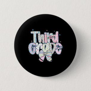 Badge Rond 5 Cm Crayon Coquette Préparatoire de Rentrée de Troisiè