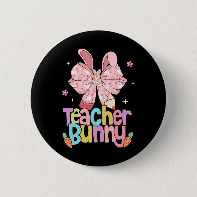 Badge Rond 5 Cm Crayon de Pâques Jours de Pâques de l'enseignant B (Devant)