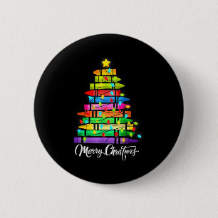 Badge Rond 5 Cm Crayon de professeur Joyeux Noël Lumières de l'arb