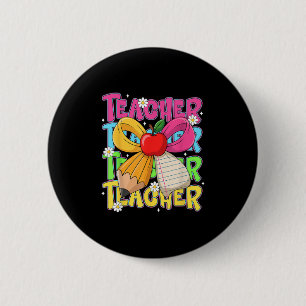 Badge Rond 5 Cm Crayon de professeur mignon Coquette Arc Retour à