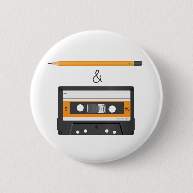 Badge Rond 5 Cm Crayon et cassette compacte (Devant)