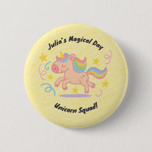 Badge Rond 5 Cm Crayon Modifiable Style – Licorne Rêve Étincelle