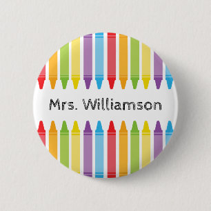 Badge Rond 5 Cm Crayons arc-en-ciel personnalisés Appréciation de