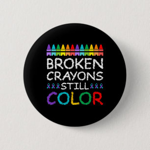Badge Rond 5 Cm Crayons brisés Prévention du suicide par couleur