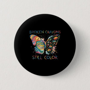 Badge Rond 5 Cm Crayons cassés Couleur encore Rainbow Butterfly Mo