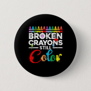 Badge Rond 5 Cm Crayons cassés Couleur encore Sensibilisation à la