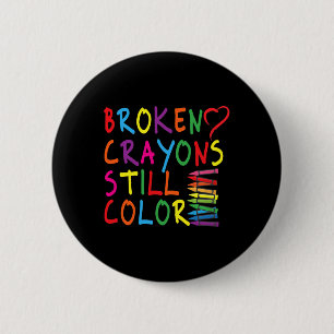 Badge Rond 5 Cm Crayons cassés Couleur fixe - Sensibilisation en s