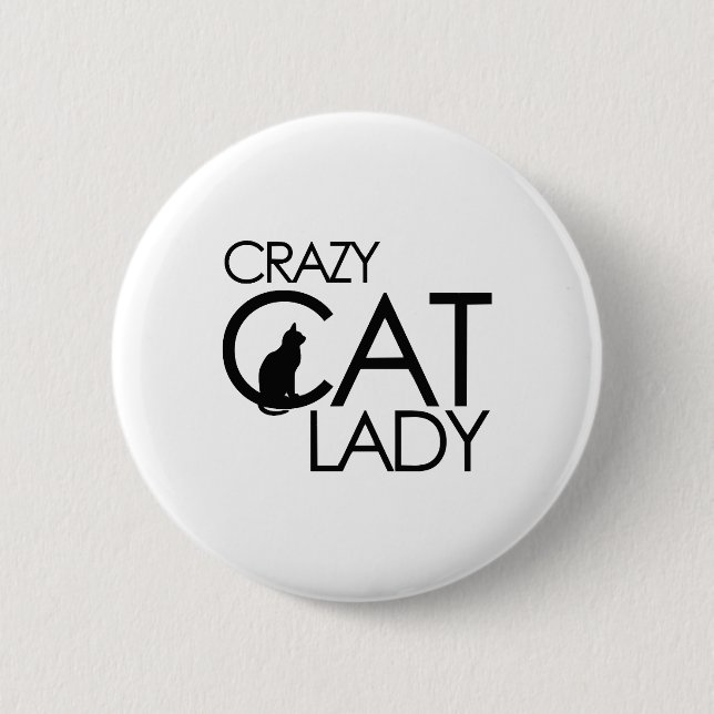 Badge Rond 5 Cm Crazy Cat lady (Devant)