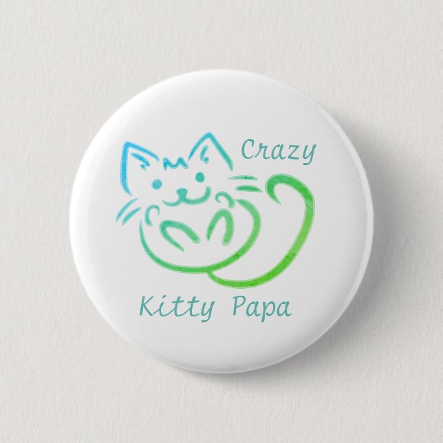 Badge Rond 5 Cm Crazy Kitty Papa Cute Kitty Abstrait (Devant)