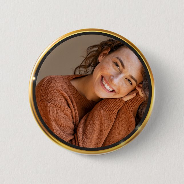 Badge Rond 5 Cm Create it yourself Gold Frame Photo (Devant)
