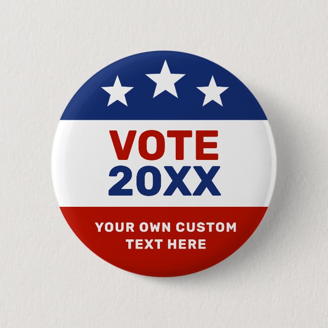 Badge Rond 5 Cm Create Your Own Election Campaign Red and Blue  (Devant)