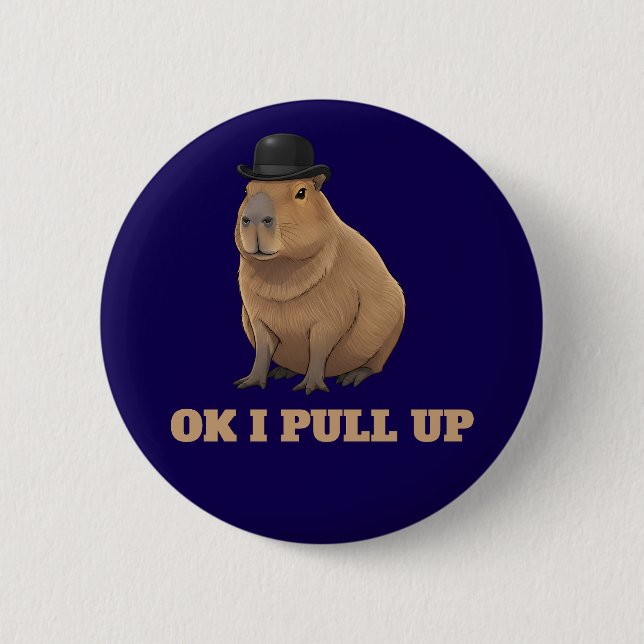 Badge Rond 5 Cm Création de mème de capybara tendance et drôle (Devant)