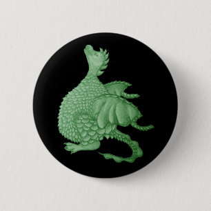 Badge Rond 5 Cm créature imaginaire mythique dragon vert mignon