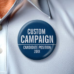 Badge Rond 5 Cm Créer votre propre équipement de campagne - Blanc<br><div class="desc">Ce design basique et minimal comprend un arrière - plan bleu et vert avec des polices classiques. Ce design traditionnel est parfait pour une campagne municipale ou un conseil scolaire local. Vous cherchez du matériel électoral que vous pouvez utiliser pour une élection locale? Ce design est facile à customiser. Ajoutez...</div>