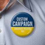 Badge Rond 5 Cm Créer votre propre équipement de campagne - Jaune<br><div class="desc">Ce design basique et minimal comprend un arrière - plan bleu et vert avec des polices classiques. Ce design traditionnel est parfait pour une campagne municipale ou un conseil scolaire local. Vous cherchez du matériel électoral que vous pouvez utiliser pour une élection locale? Ce design est facile à customiser. Ajoutez...</div>