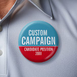 Badge Rond 5 Cm Créer votre propre équipement de campagne - Rouge<br><div class="desc">Ce design basique et minimal comprend un arrière - plan turquoise bleu et rouge avec des polices classiques. Ce design traditionnel est parfait pour une campagne municipale ou un conseil scolaire local. Vous cherchez du matériel électoral que vous pouvez utiliser pour une élection locale? Ce design est facile à customiser....</div>