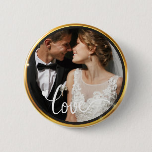 Badge Rond 5 Cm Créez-le vous-même Cadre photo à motif Love Script