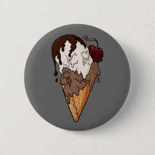 Badge Rond 5 Cm Crème classique de crâne mortelle